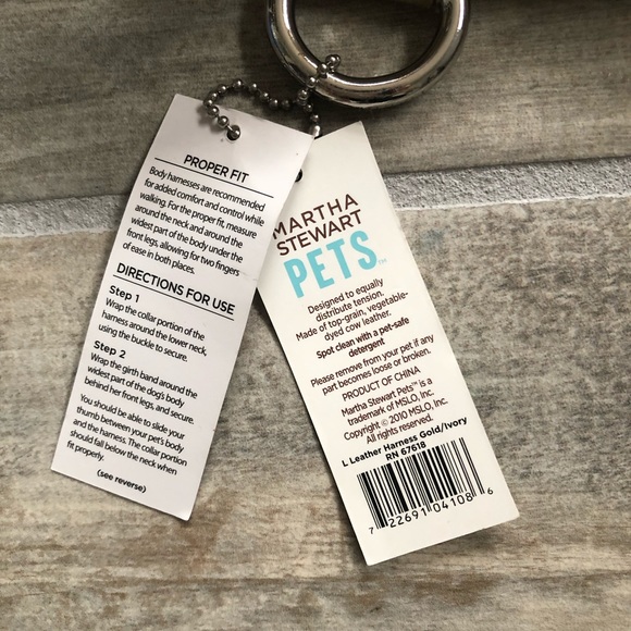 NWT Martha Stewart PETS Gold Leather Harness Size Large - Picture 5 of 6